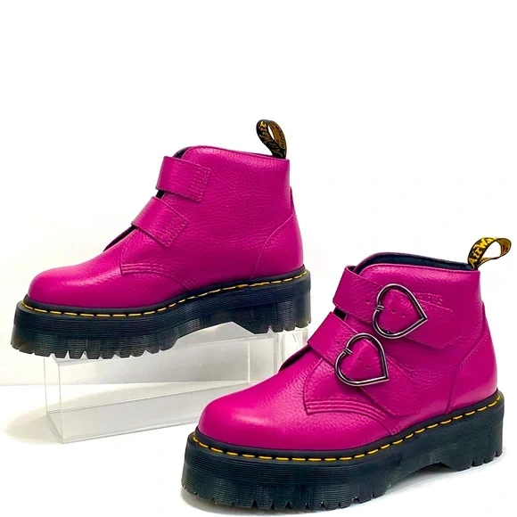 NEW DR MARTENS DEVON HEARD  LEATHER PLATFORM BOOTS - Picture 10 of 12